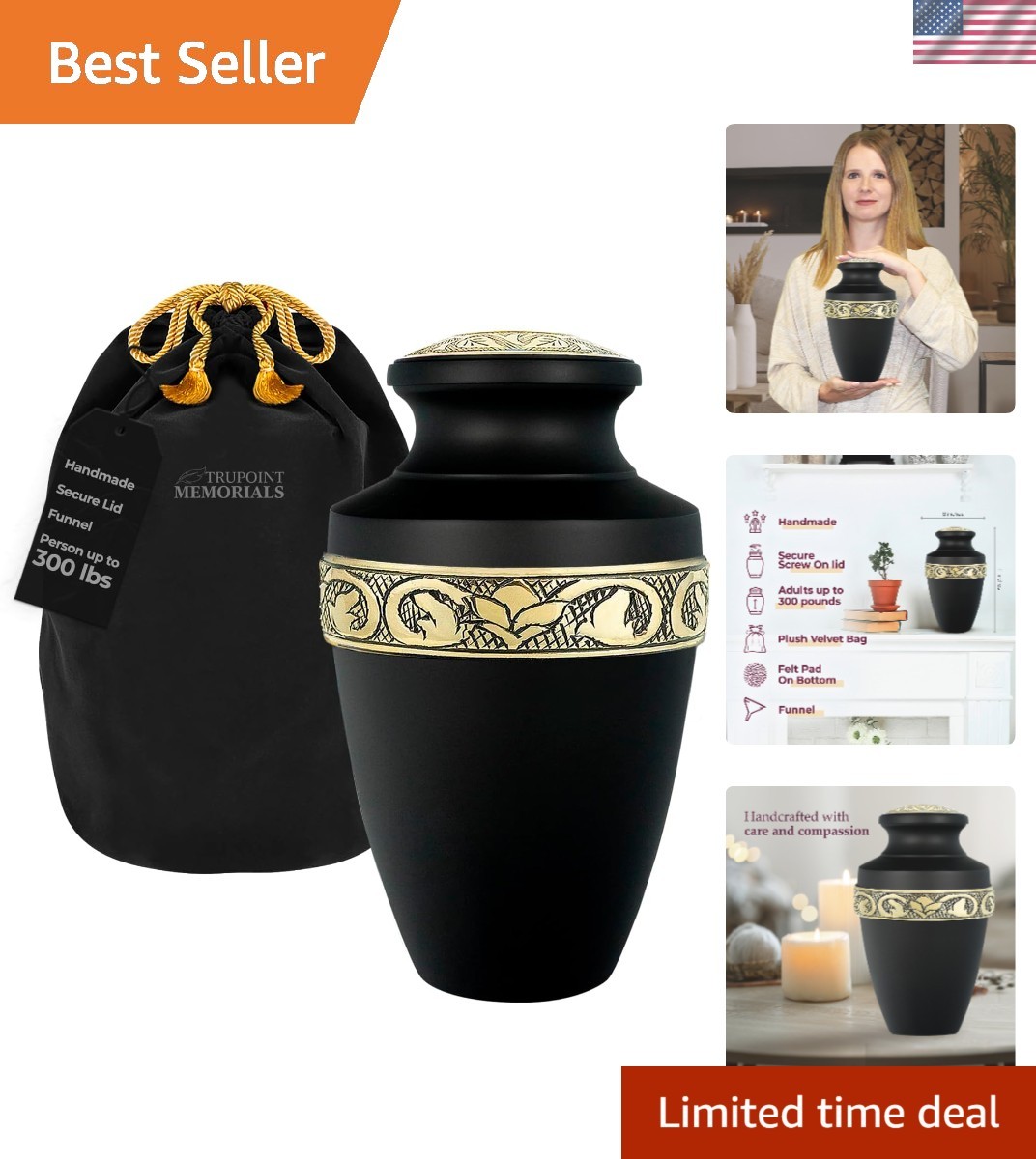 Extra Large Urn for Ashes Adult Male or Female Up to 300 lbs – Cremation Urns…
