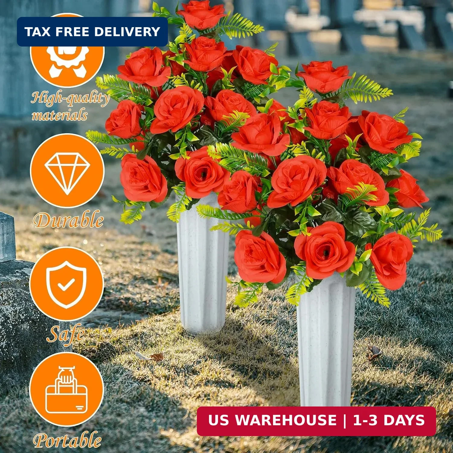 Cemetery Vases Plastic Memorial Flower Vases with Spikes for Grave Decorations G