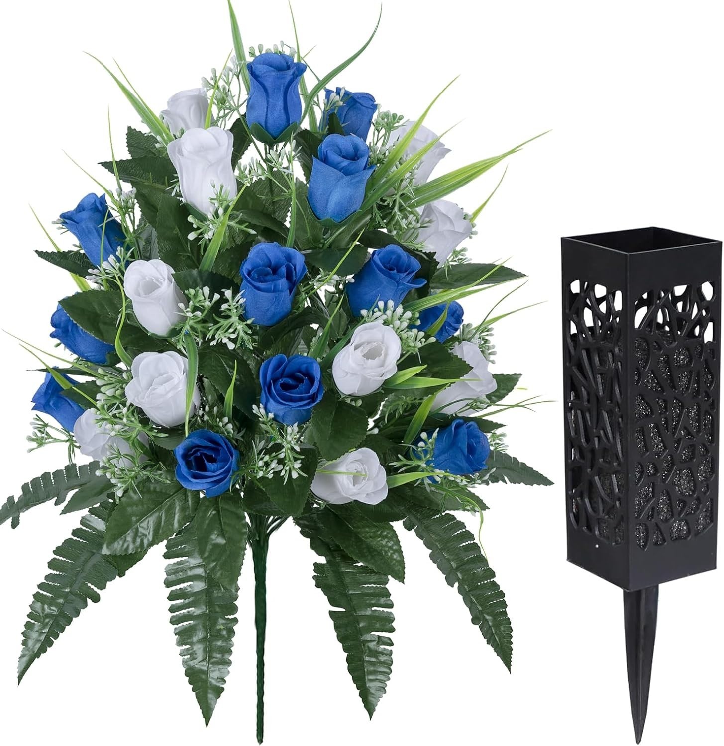 2 Sets Artificial Cemetery Flowers,Outdoor Grave Decorations Roses,Beautiful …