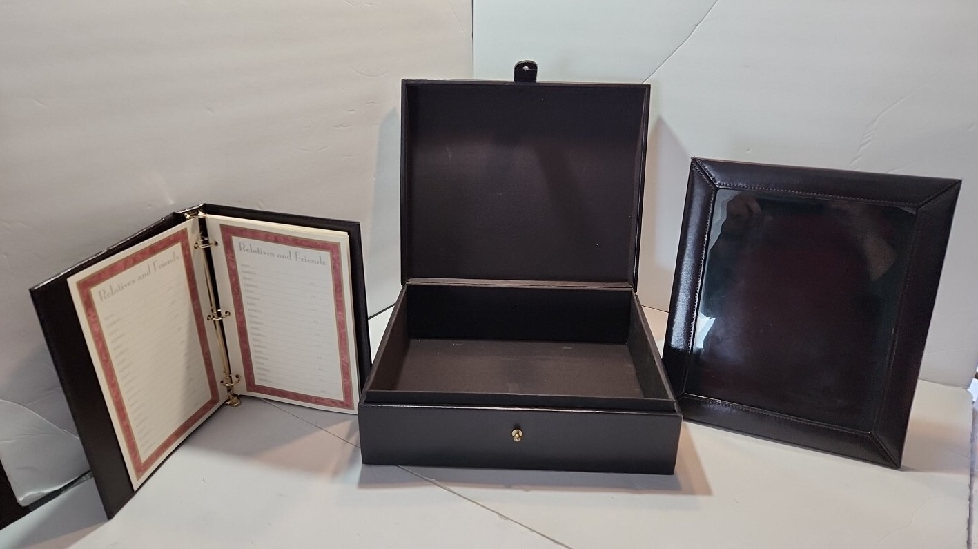Brown Memory Box With Frame And Guest Book New Funerals Wakes Memorials