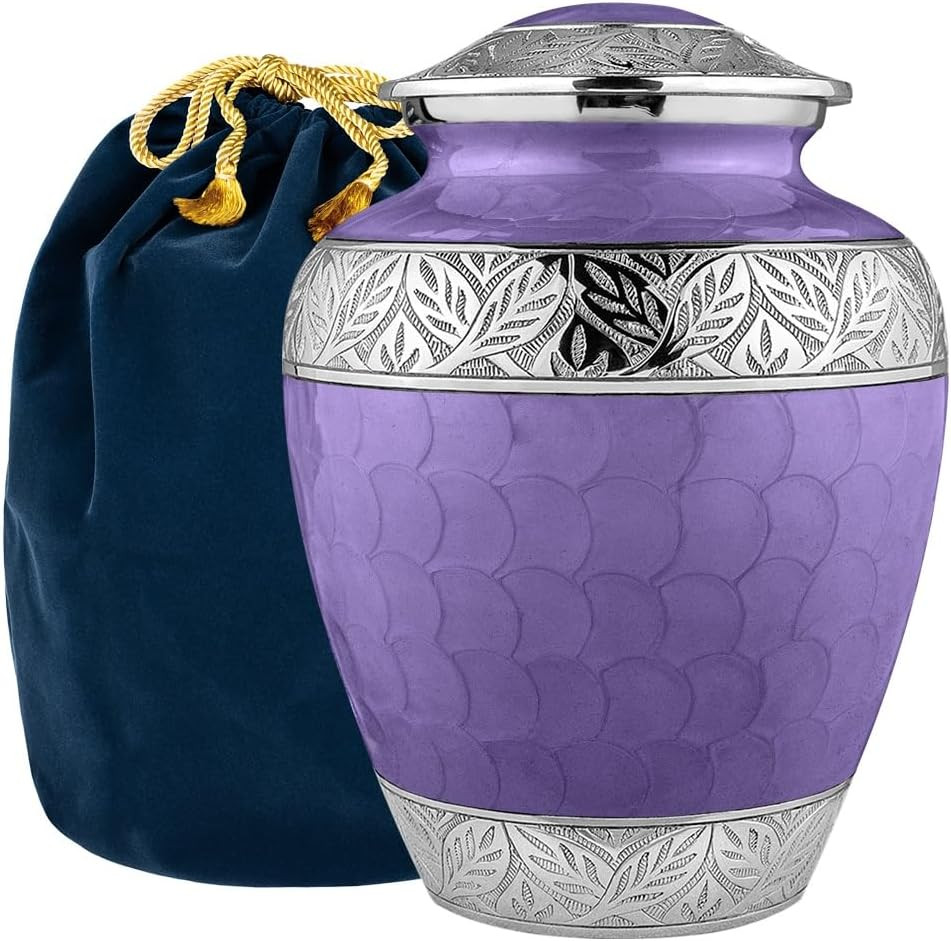 Cremation Urns for Human Ashes, Silver Lining Decorative Burial Urns for Male an