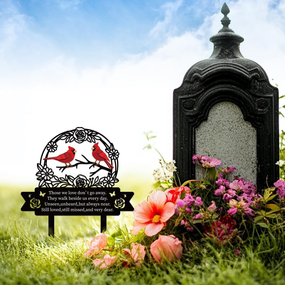 Cardinal Grave Marker Cemetery Decorations for Grave Metal Memorial Graves St…