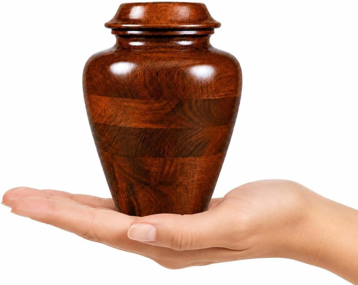 Wooden Keepsake Urn for Human Ashes – Handcrafted Memorial Cremation Urn, Small