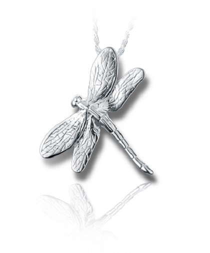 Sterling Silver Dragonfly Funeral Cremation Urn Pendant for Ashes