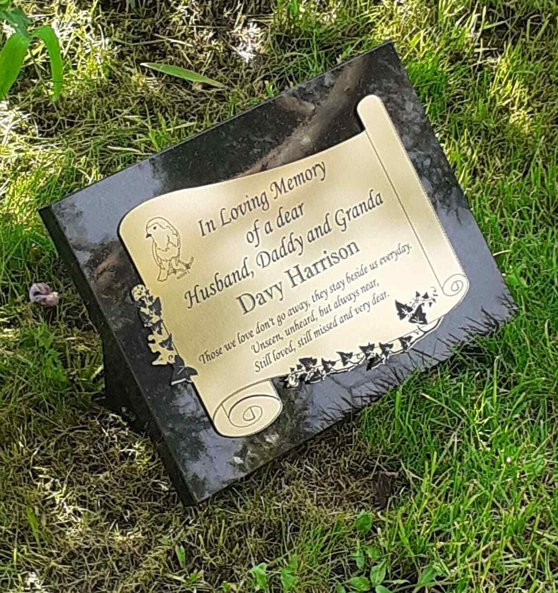 Personalised Black Granite Memorial Grave Plaque Cemetery Grave Headstone