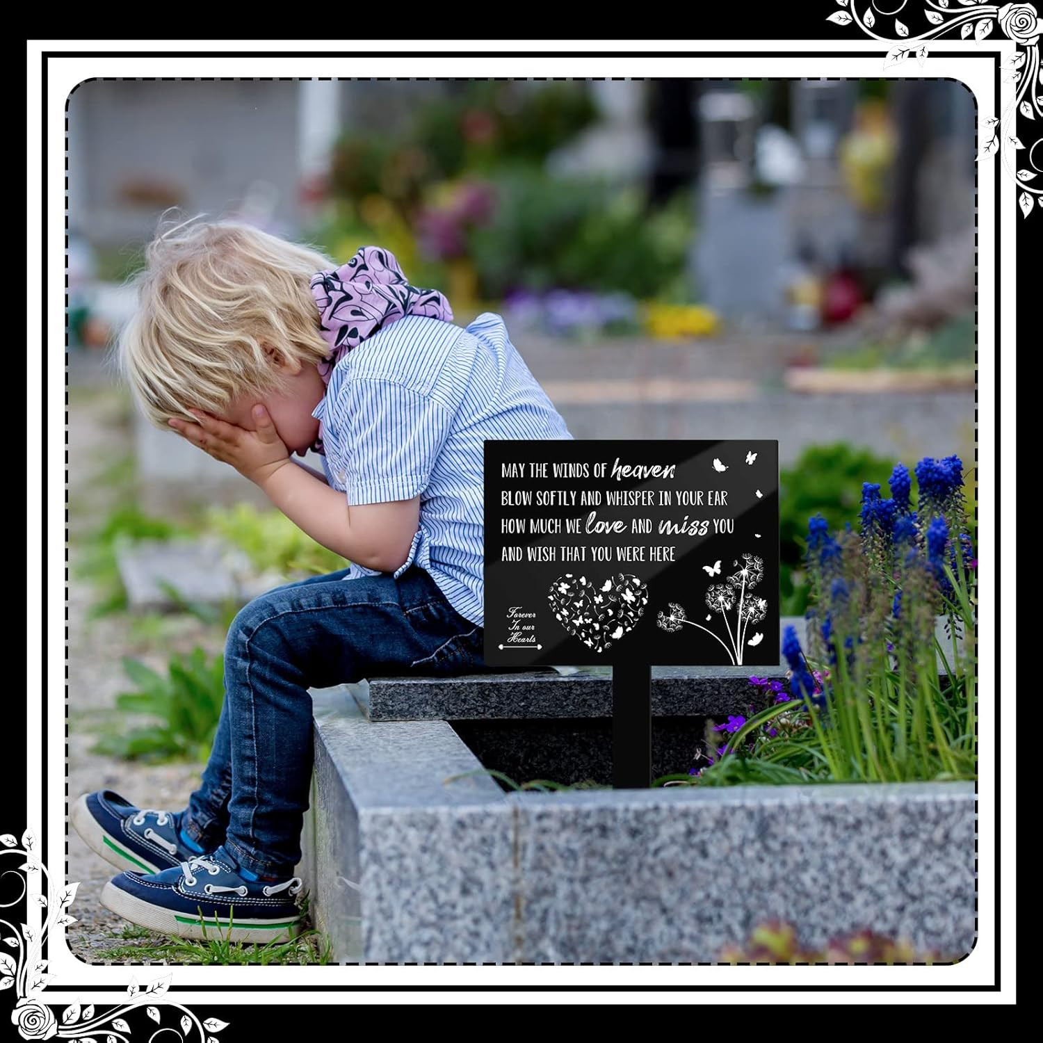 Memorial Remembrance Stakes Acrylic Square Grave Markers Plaque Cemetery Decorat