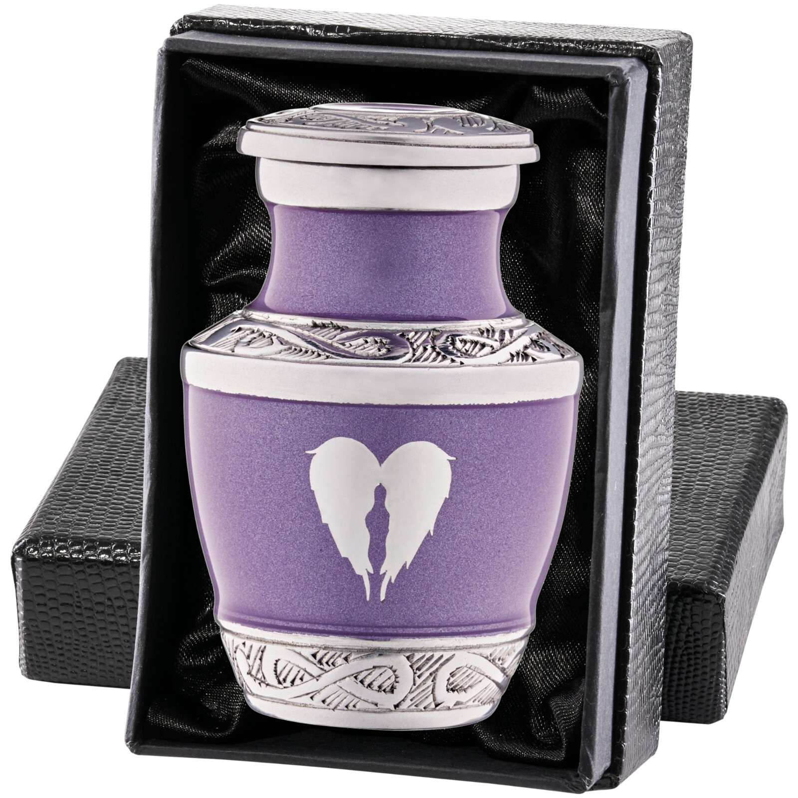 Small Purple Urn for Ashes Angel Wings – Purple Keepsakes Mini Urns with Heart