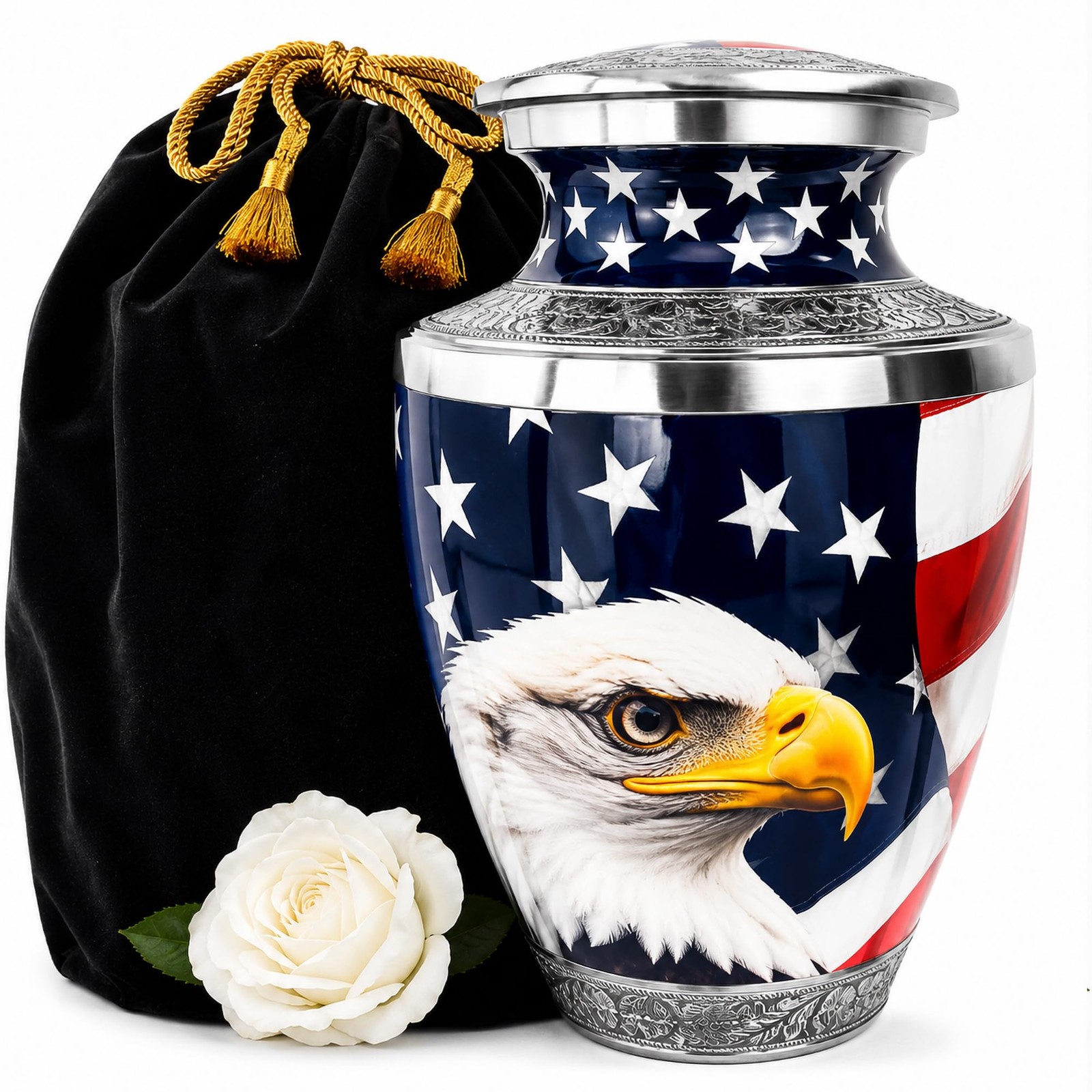 Adult Cremation Urn Large Patriotic Eagle Memorial Keepsake Human Ashes