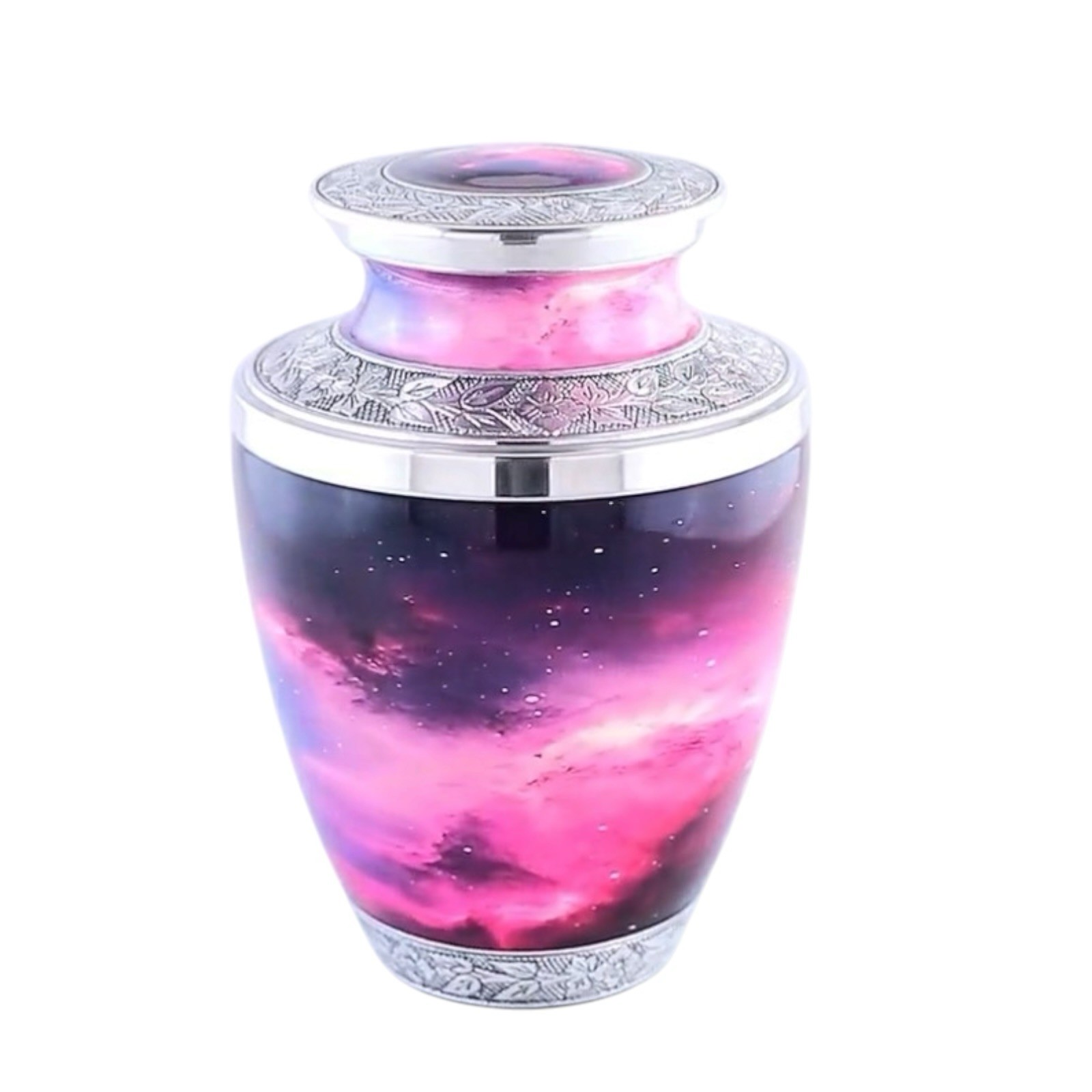 Urns to Heaven Adult Size Urn for Cremation Ashes Pink and Purple Galaxy Cosmos