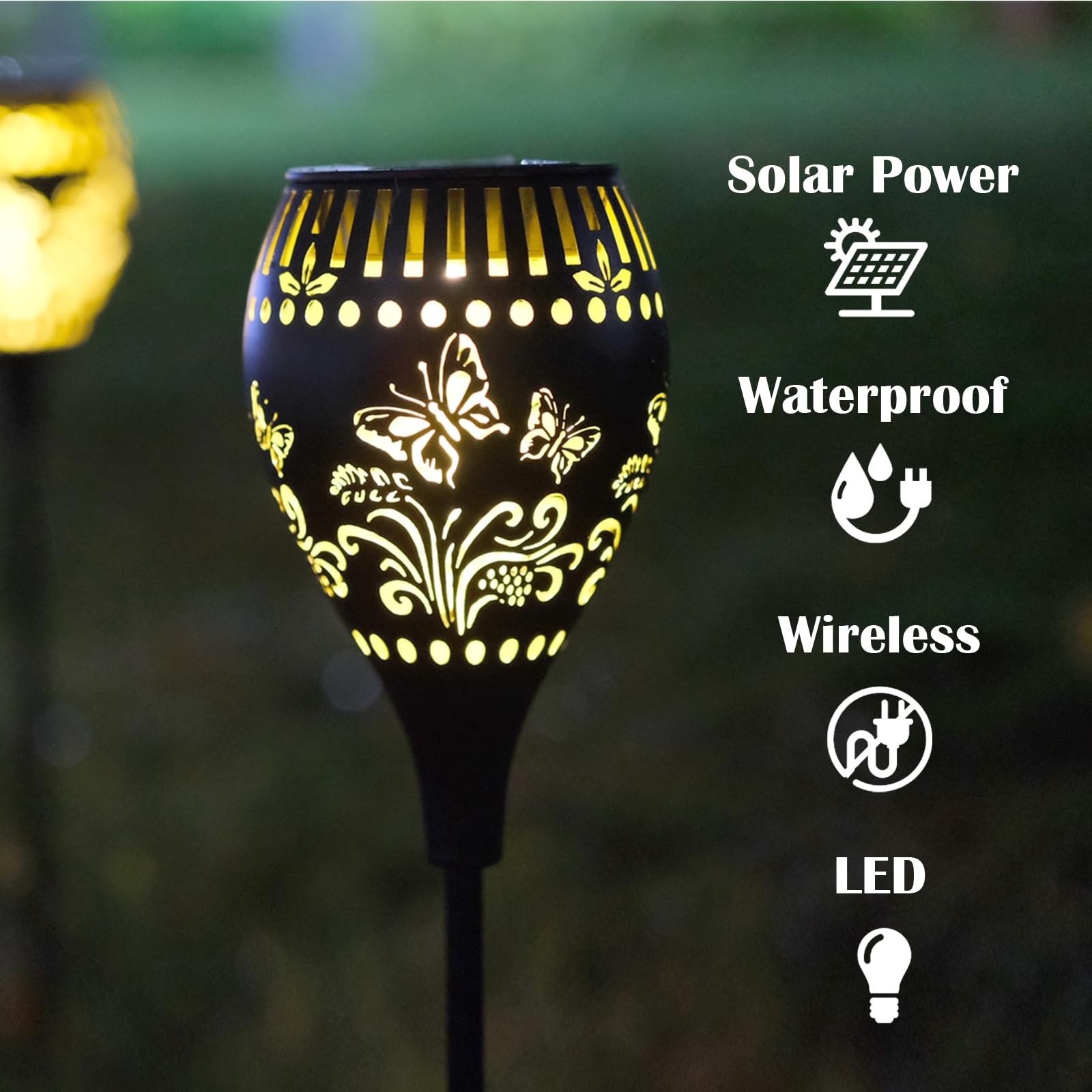 Butterfly Solar Garden Stake Lights Waterproof – 21 inch Metal Solar Garden L…