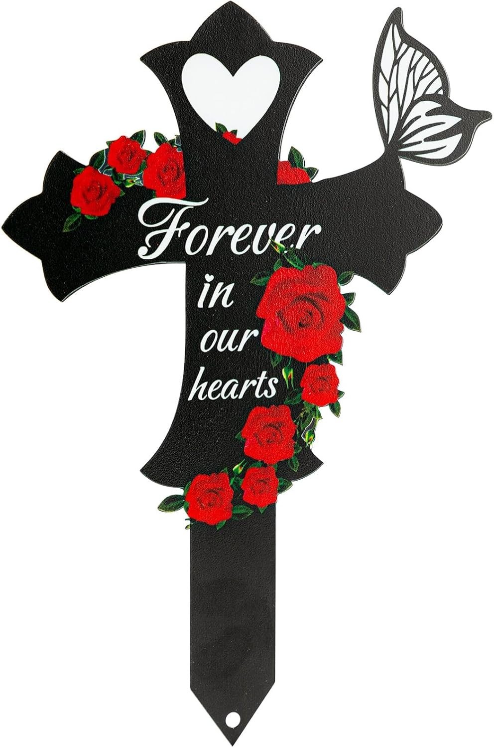 Elegant Family of Three Memorial Cross – Durable Grave Decorations in Black