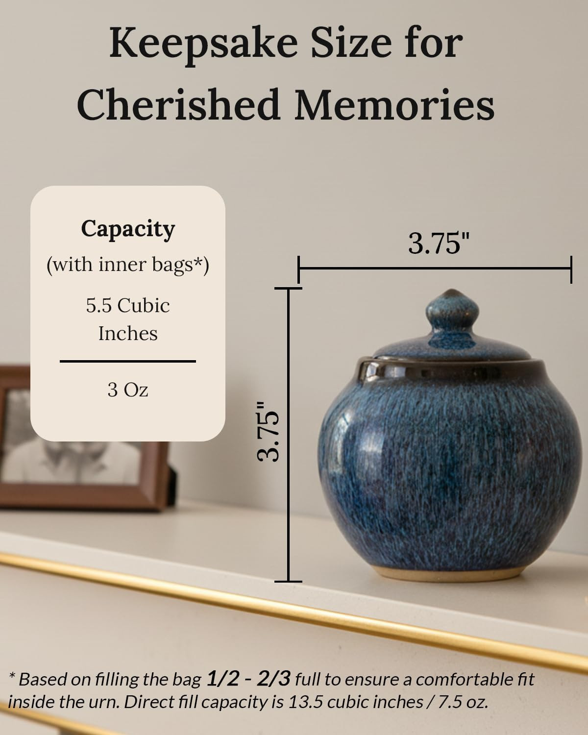 Small Keepsake Urn with Memorial Box – Unique Handcrafted Blue Glaze Ceramic Urn