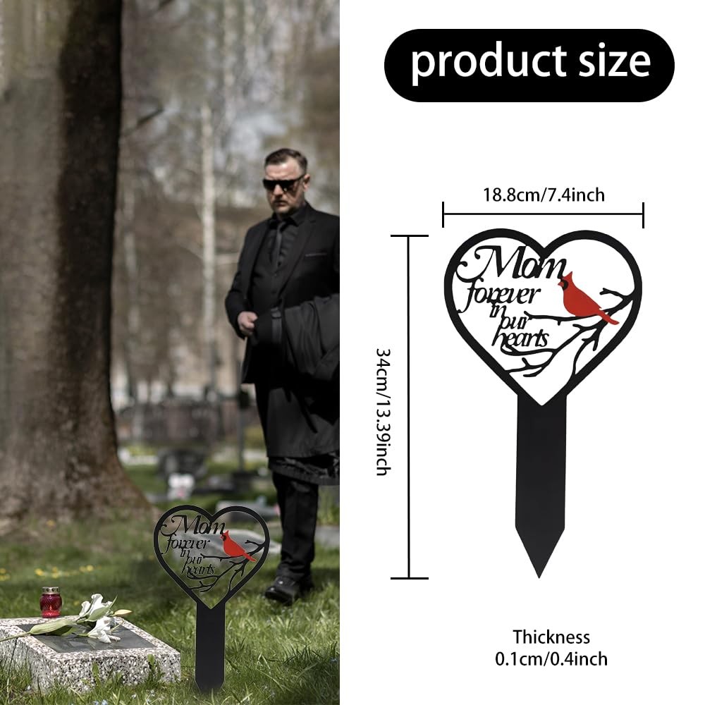 Cemetery Grave Decorations, Memorial Markers, Heart Plaque Stake for Outdoors