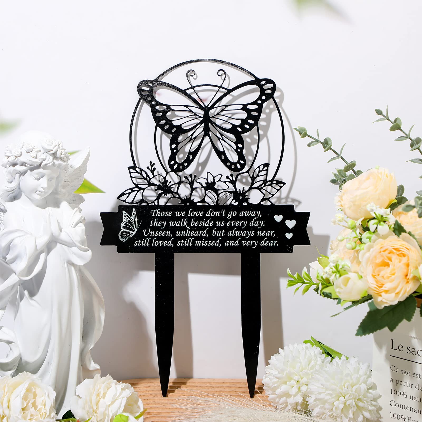Geelin Butterfly Memorial Stake Decorations for Dad Cemetery Black