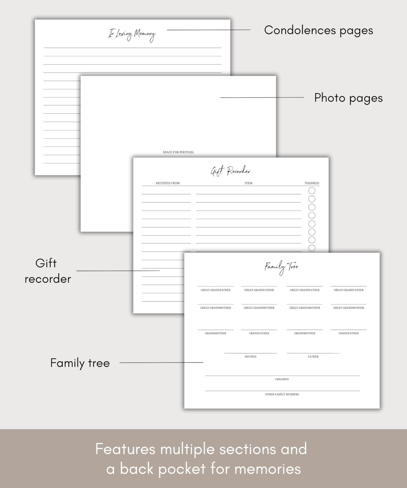 Memorial Guest Book for Funeral & Celebration of Life – Keepsake Sign-In Book