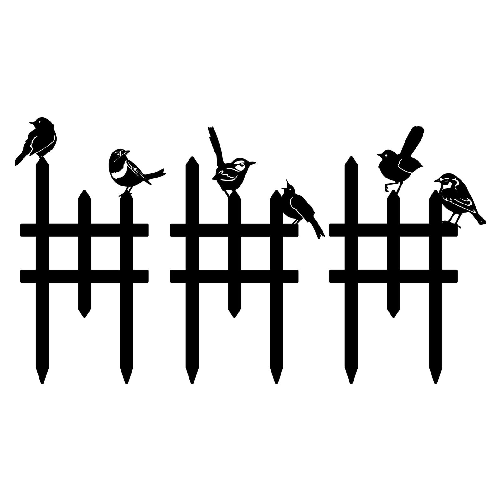 3 Pcs Small Garden Fence with 6 Pieces Birds Decoration, Rustic Garden Decor,…