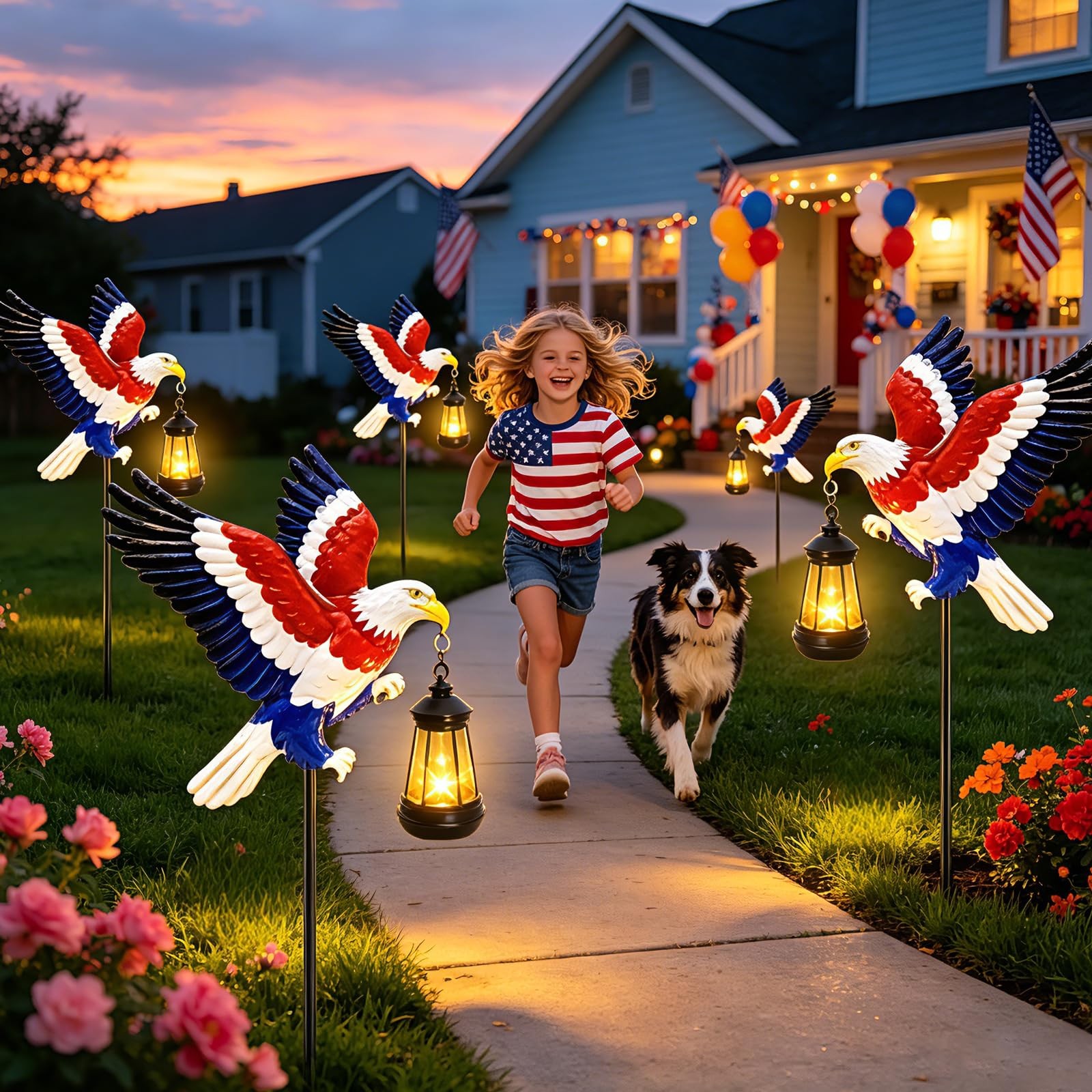 USA 250th Anniversary Solar Eagle Garden Stake Lights, 4th of July Decoration…