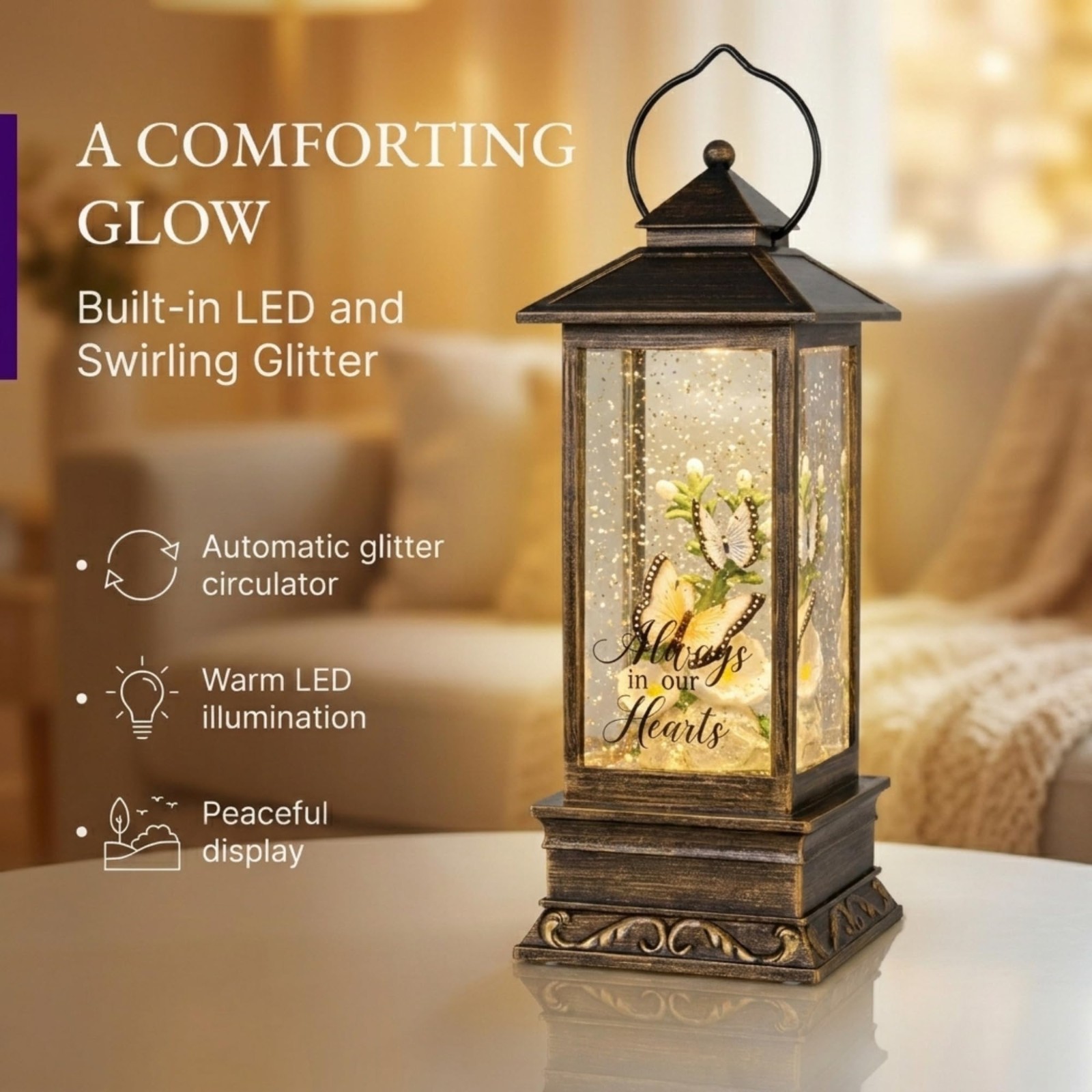 Memorial Water Lantern – Sympathy Gift for Funeral – Remembrance Light Up Snow G