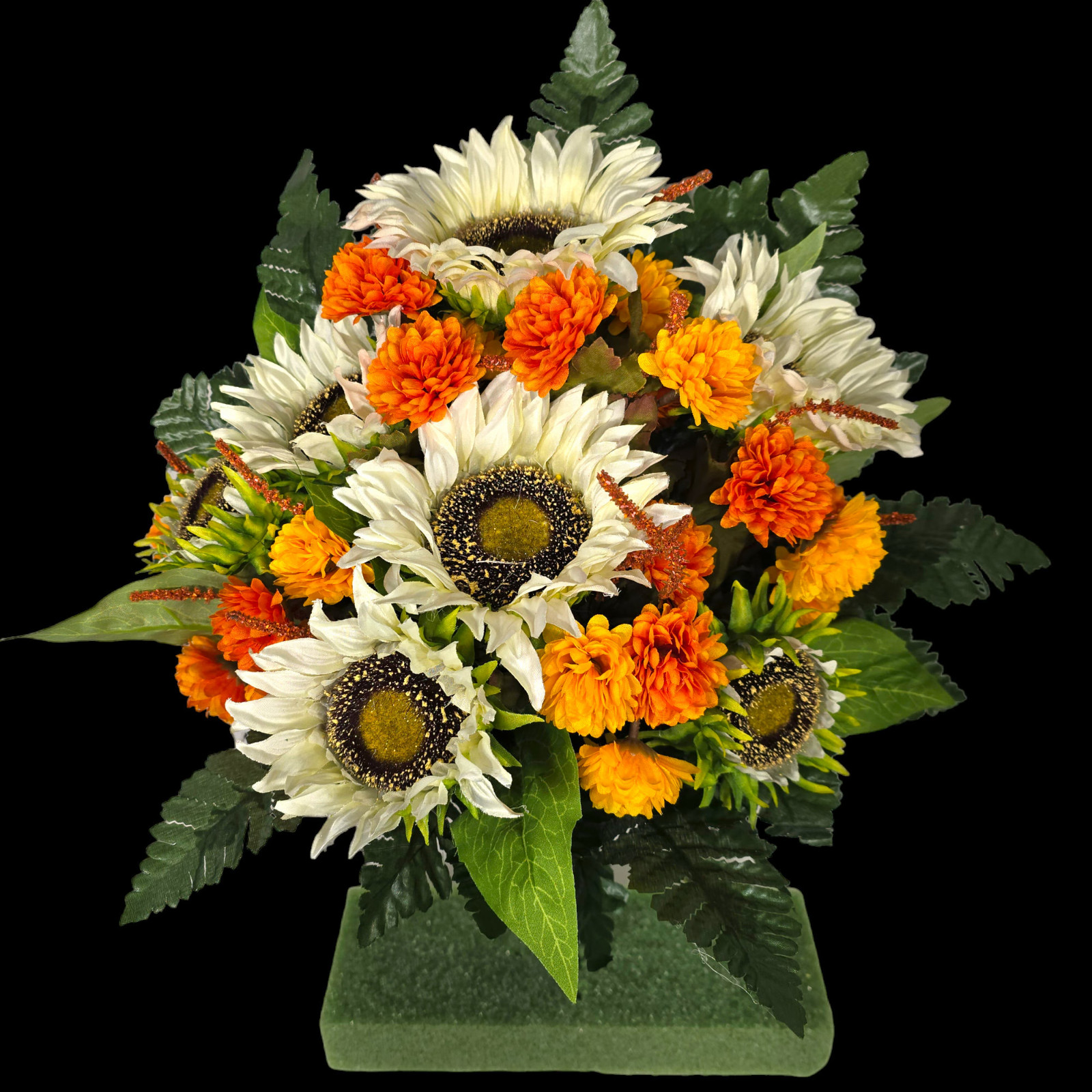 Cream Sunflower Orange Mini Mum Memorial Cone
