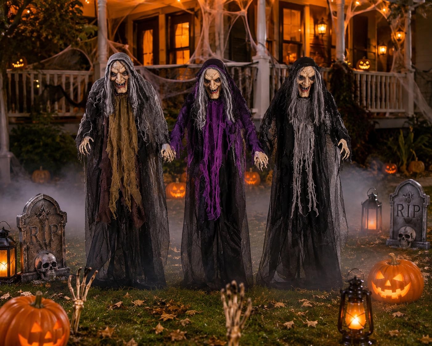 Halloween Witches Outdoor Yard Stakes Decor, 3.6ft, 3pc