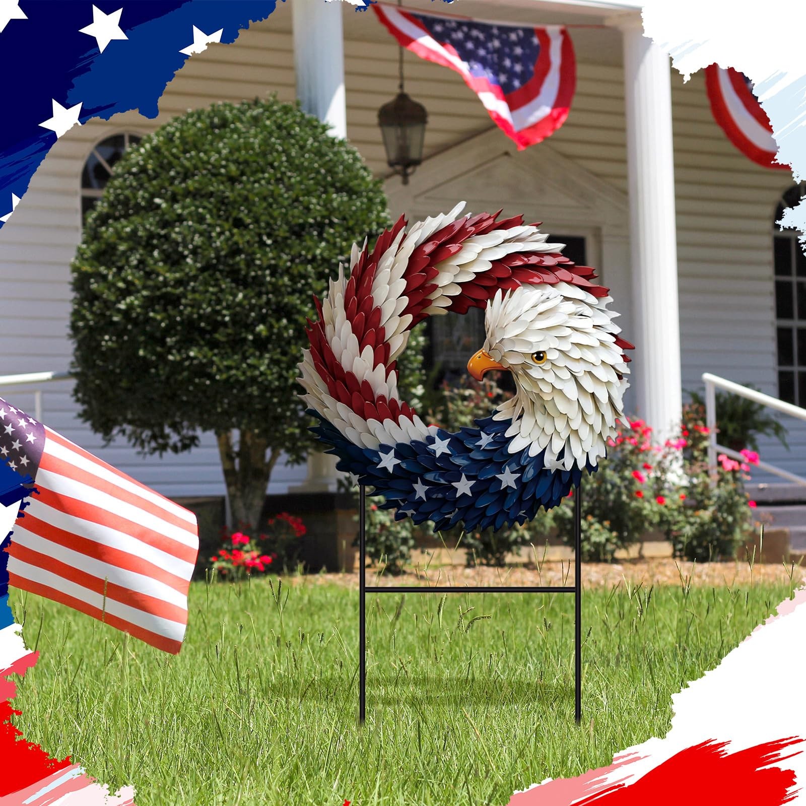 4th of July Decorations for Outdoor, Patriotic Eagle Metal Garden Stake, 250t…