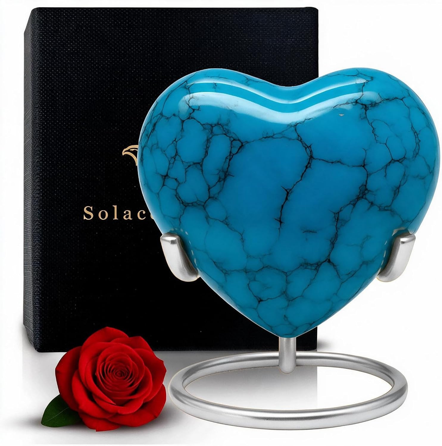 Small Urns for Human Ashes Keepsake – Heart Urn – Mini Urns with Stand & Box – a