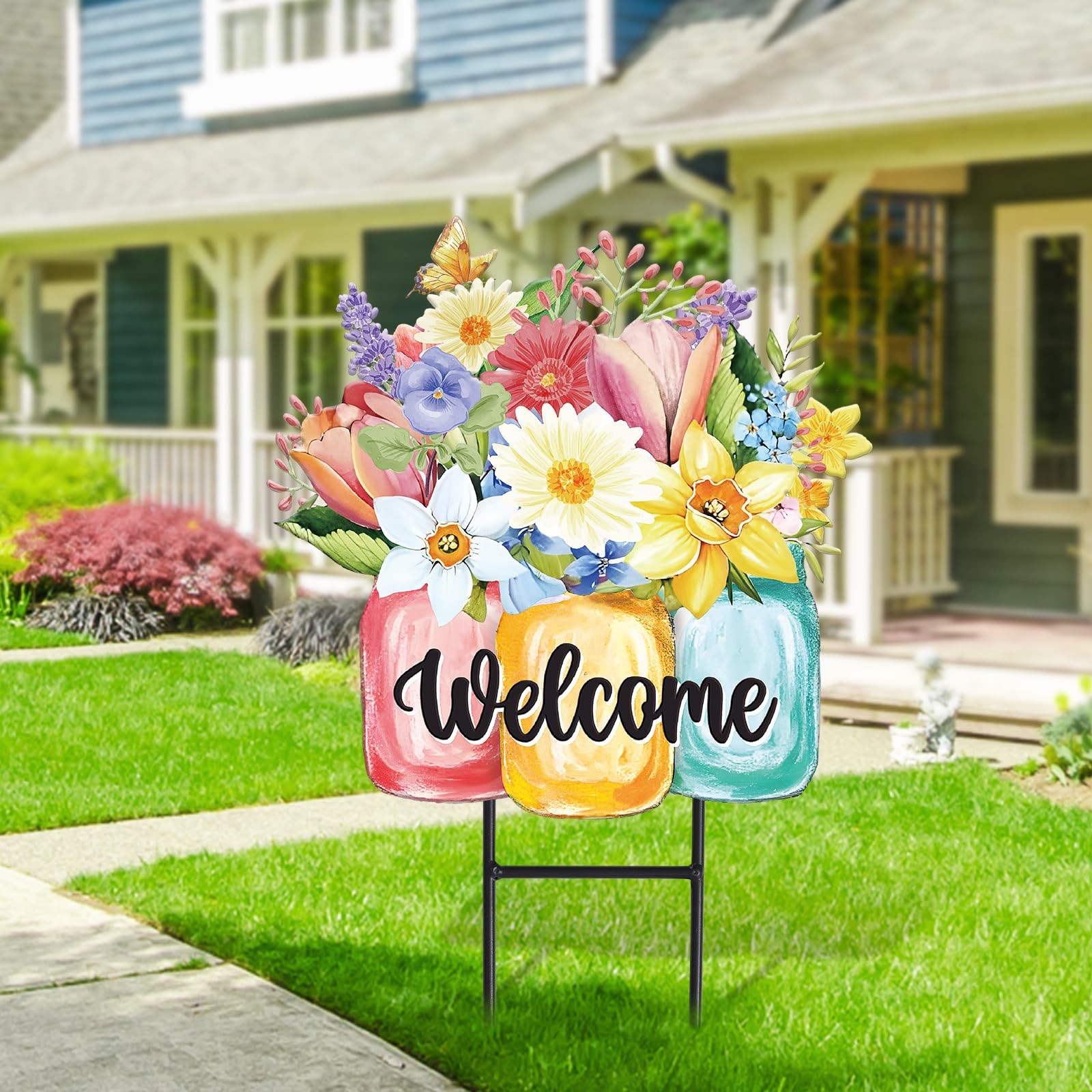 Colorful Spring Flower Garden Stakes – Decorative Lawn Sign for Home Decor