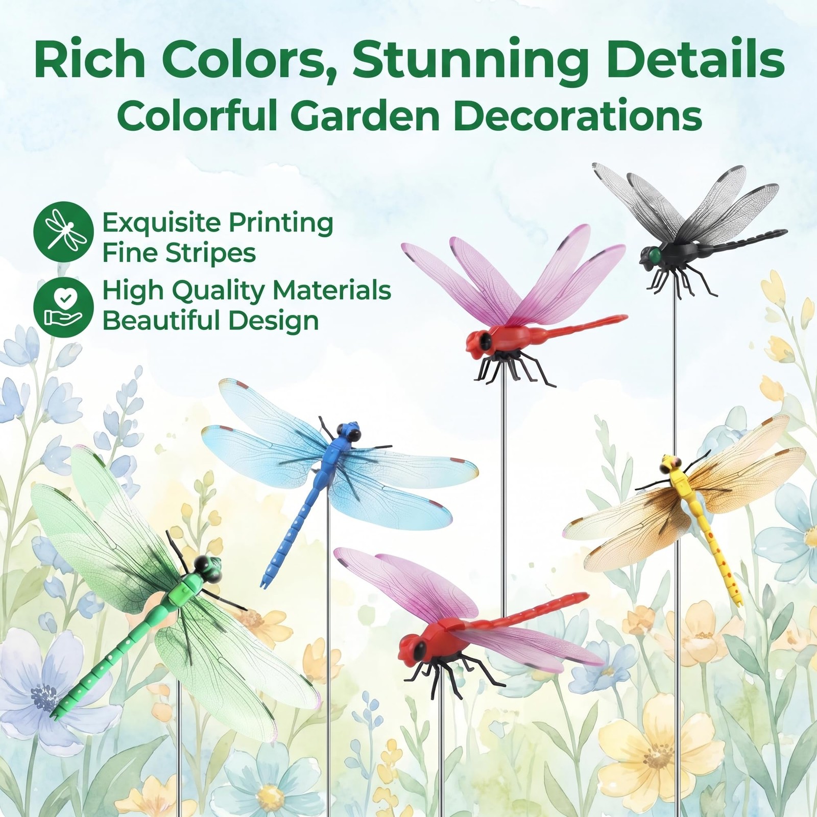 14-Pack Dragon Fly Clips for Bugs Repellent – Realistic 3D Fake Dragonfly Hat…