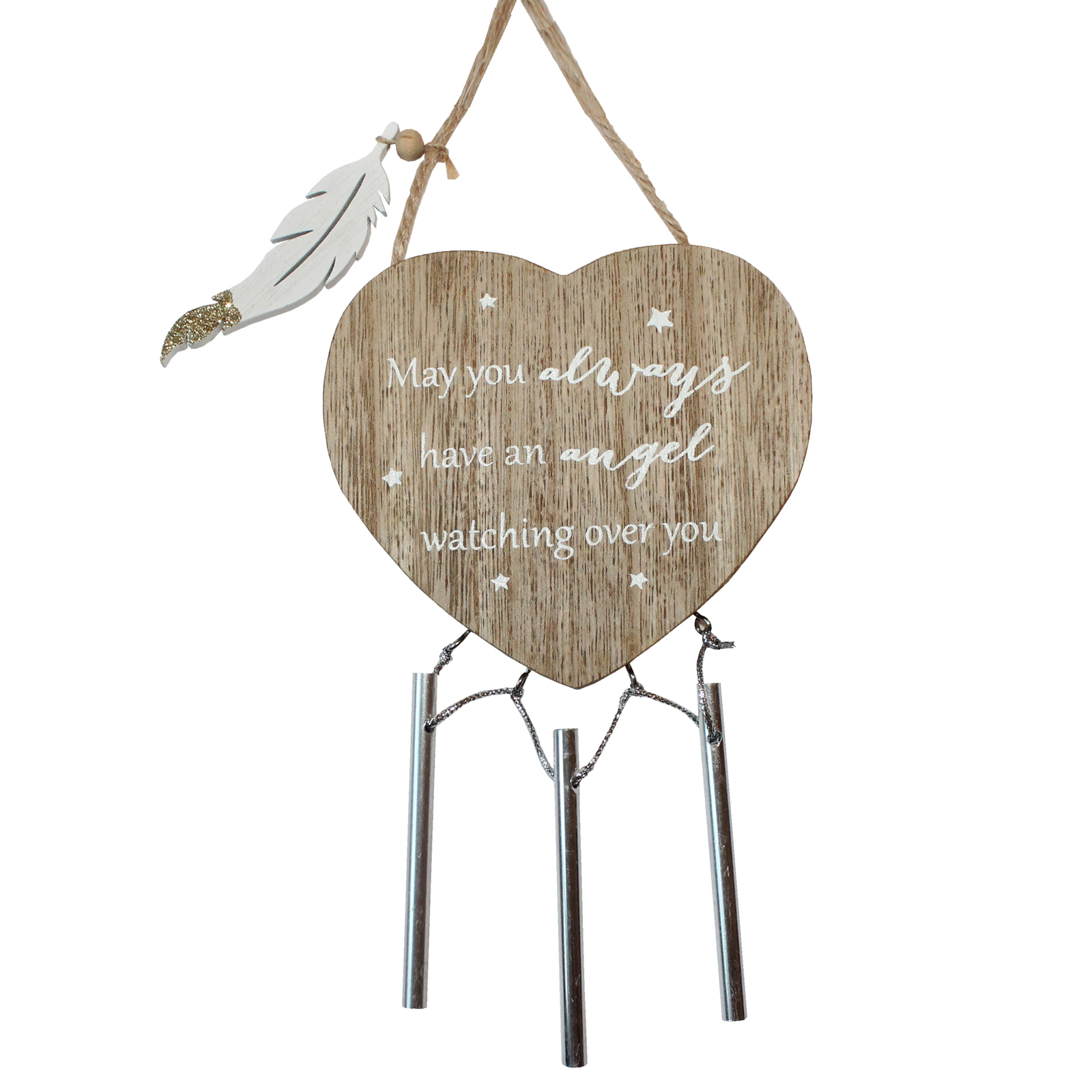 Thoughts of You Hanging Heart Wind Chime with Heartfelt Angel Sentiment