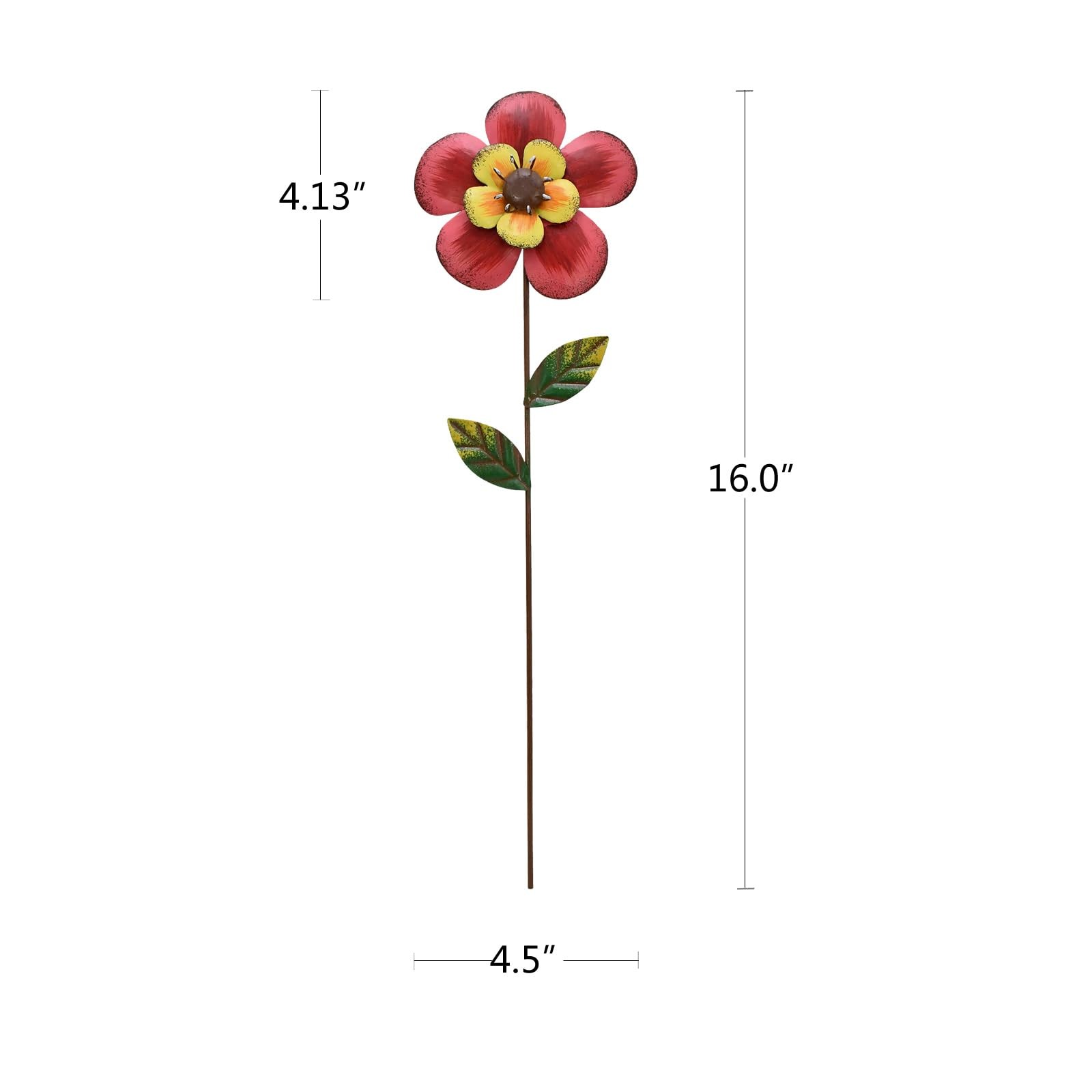 4Pcs Metal Flower Garden Stakes, 16″” H Rustic Flowers Yard Stake Decorative …