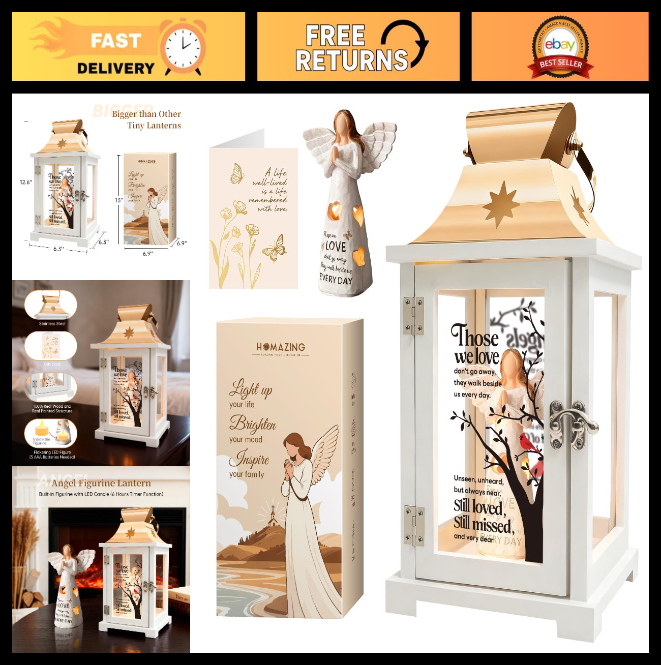 Sympathy Memorial Lantern for Loss of Loved One, Bereavement Gift, Celebration o
