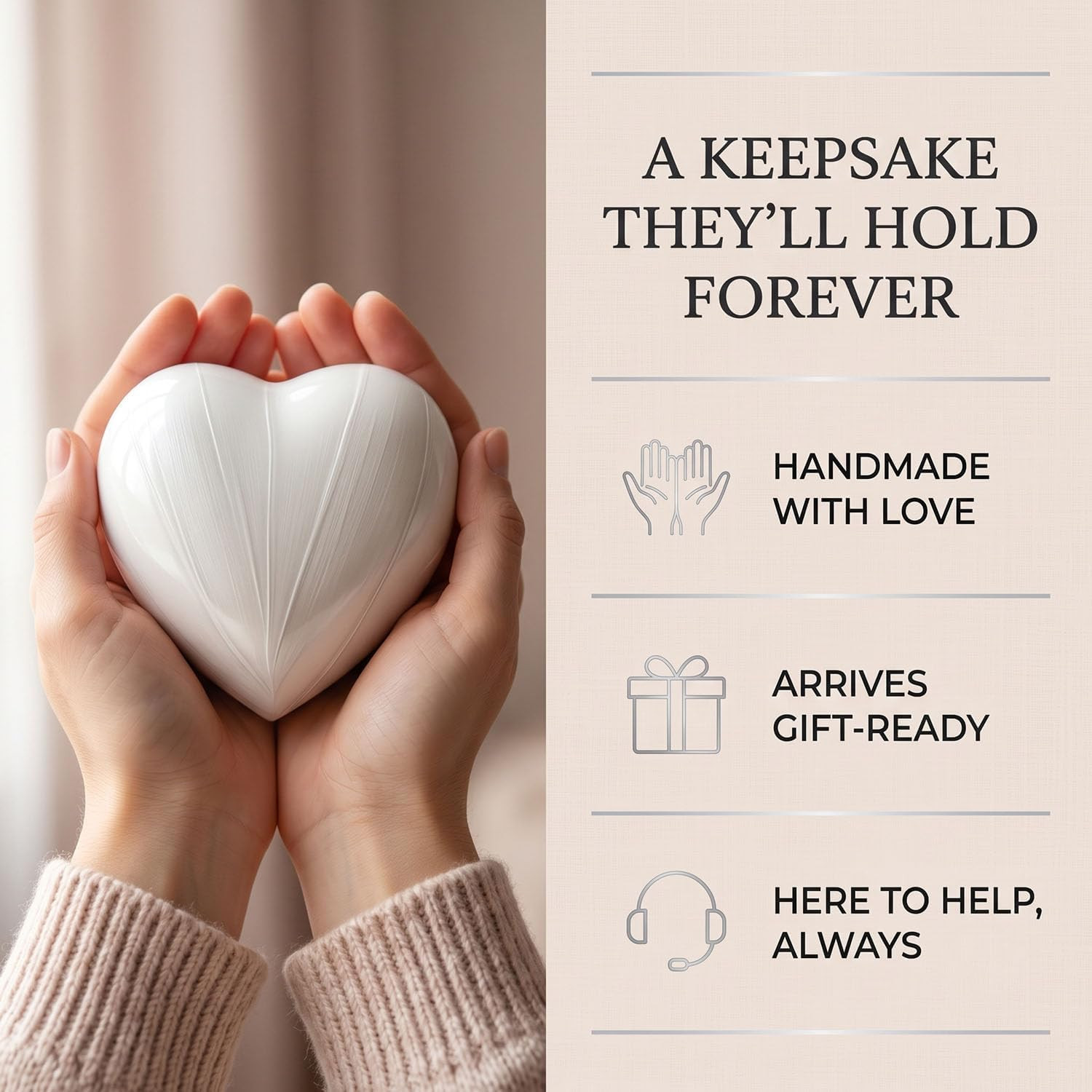 Small Urns for Human Ashes Keepsake – Heart Urn for Men & Women – Mini Urns with