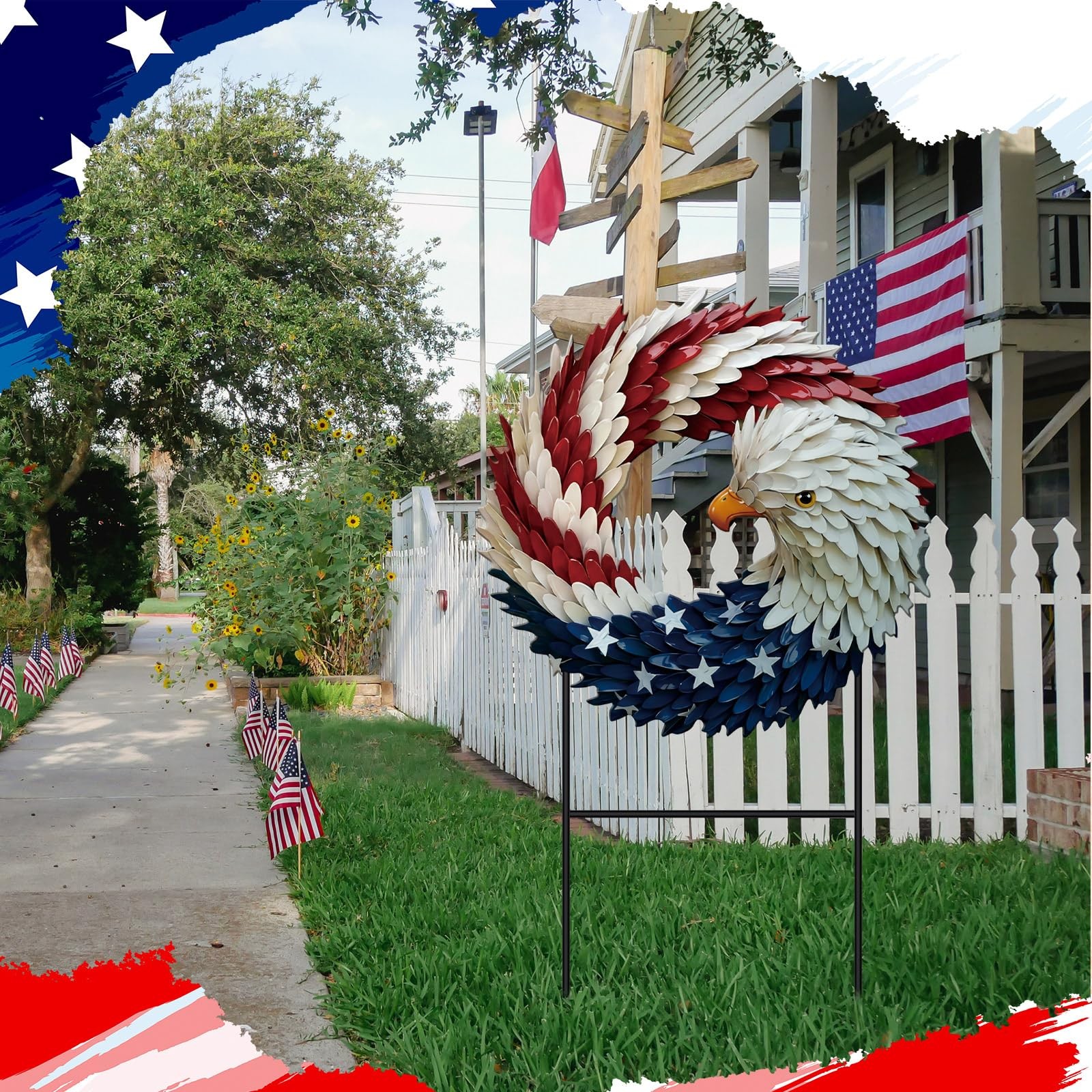 4th of July Decorations for Outdoor, Patriotic Eagle Metal Garden Stake, 250t…