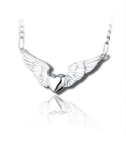 Sterling Silver Heart with Wings Funeral Cremation Urn Pendant for Ashes