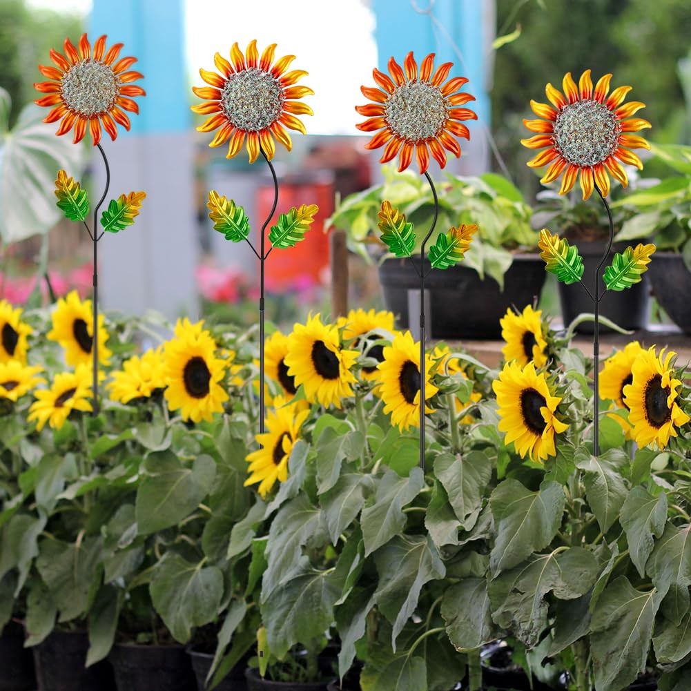 Garden Decor for Outside,Metal Sunflower Garden Stakes Lawn Ornaments Decorat…