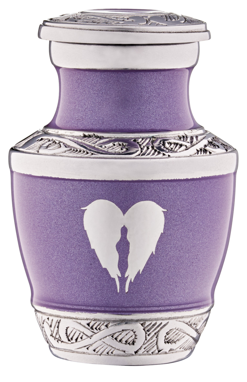 Small Purple Urn for Ashes Angel Wings – Purple Keepsakes Mini Urns with Heart
