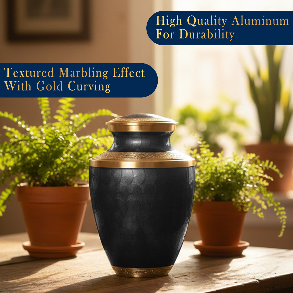 Large Solid Brass Cremation Urn for Human Ashes Handcrafted Funeral Memorial Urn