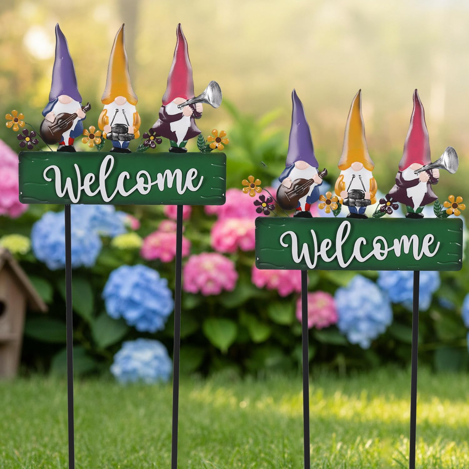 Spring Gnomes Decorations for Yard with Garden Welcome Sign, Large 43.3Inch Musi