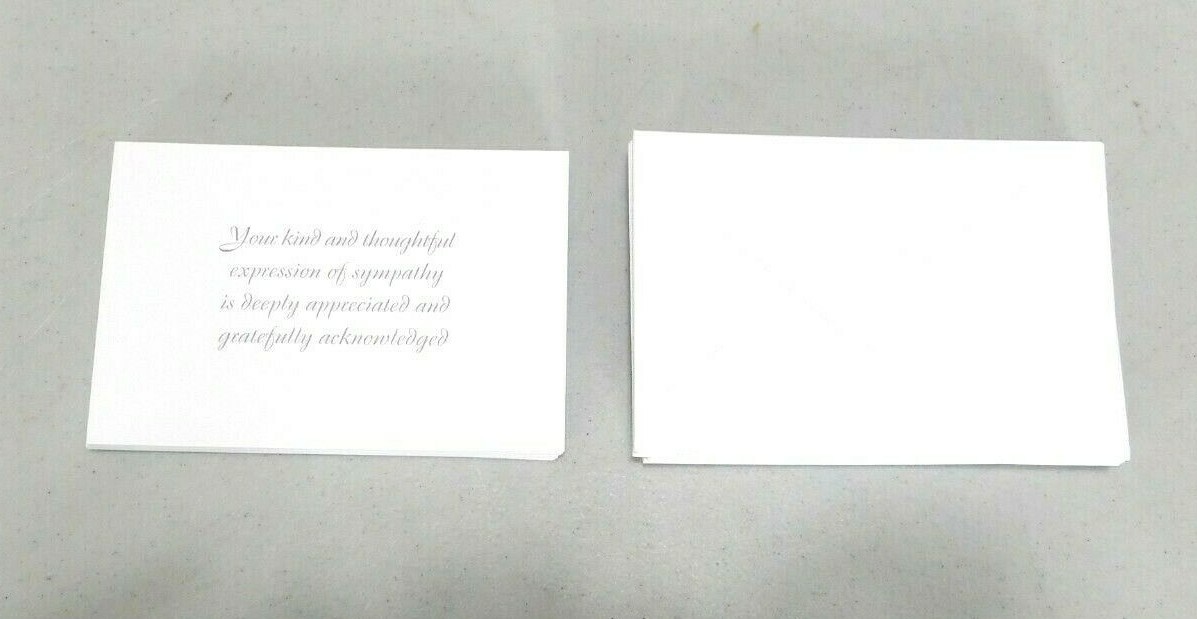 CRESCENT MEMORIAL thank you cards for funeral blank inside 5 x 3.5″ box of 25