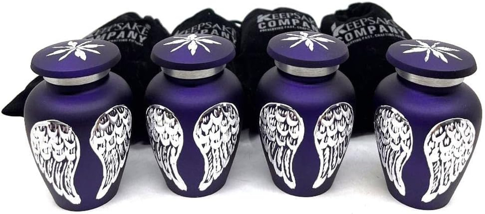 Purple Small Urns for Human Ashes – Angel Wings Mini Urns for Human Ashes – Crem