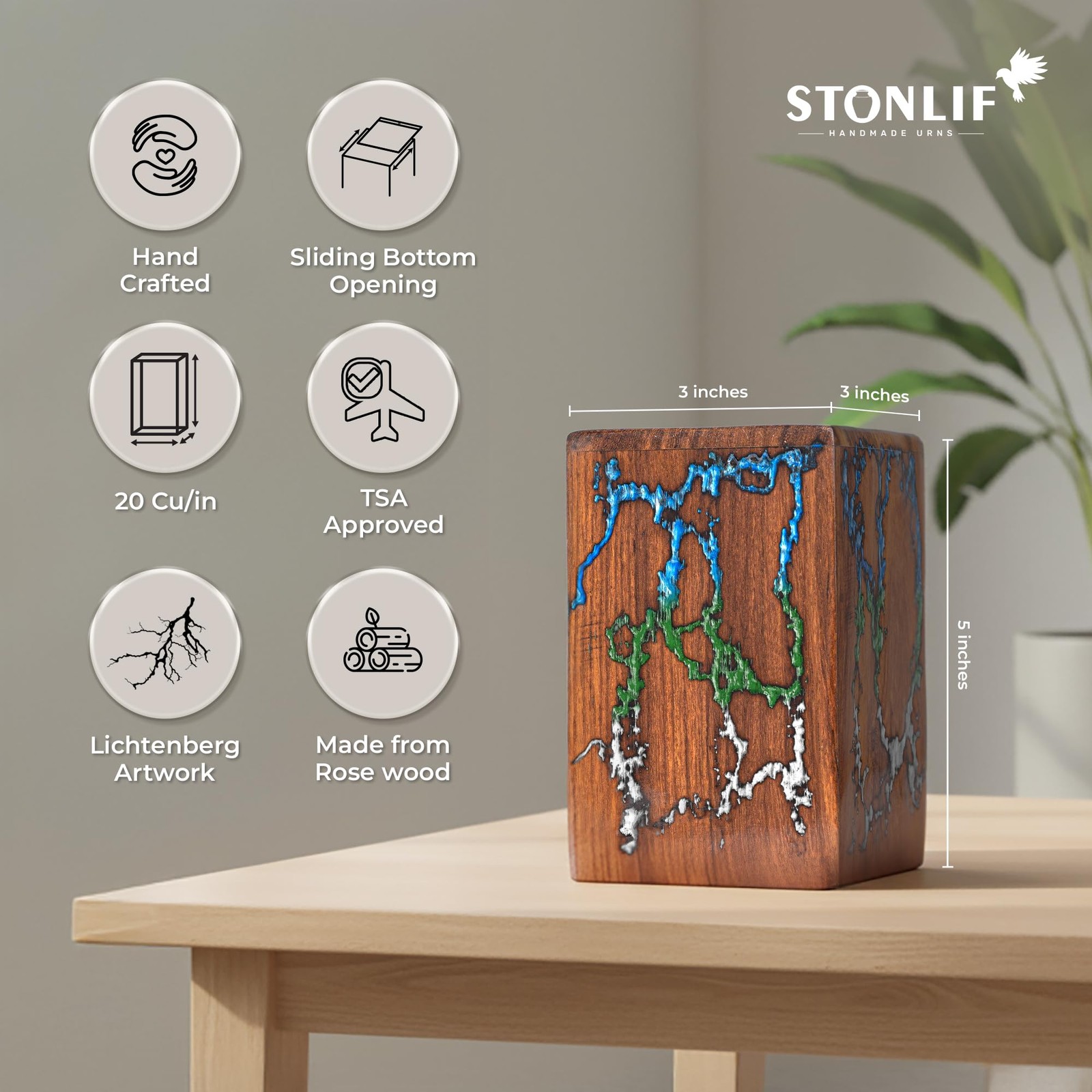 Wooden Urns for Human Ashes Adult Male, Female – Wood Urn for Women, Resin De…