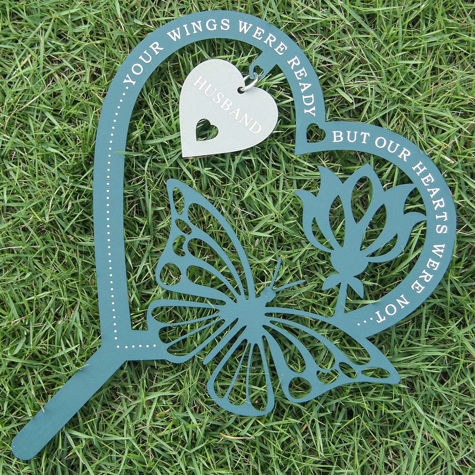 Sympathy Gift Heart-Shaped Butterfly Plaque Stake, in Memory of Loved , Memor…