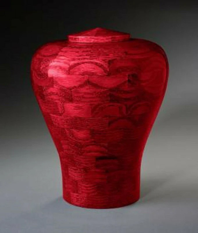 Lily Pink Oak Wood Adult Funeral Cremation Urn, 190 Cubic Inches
