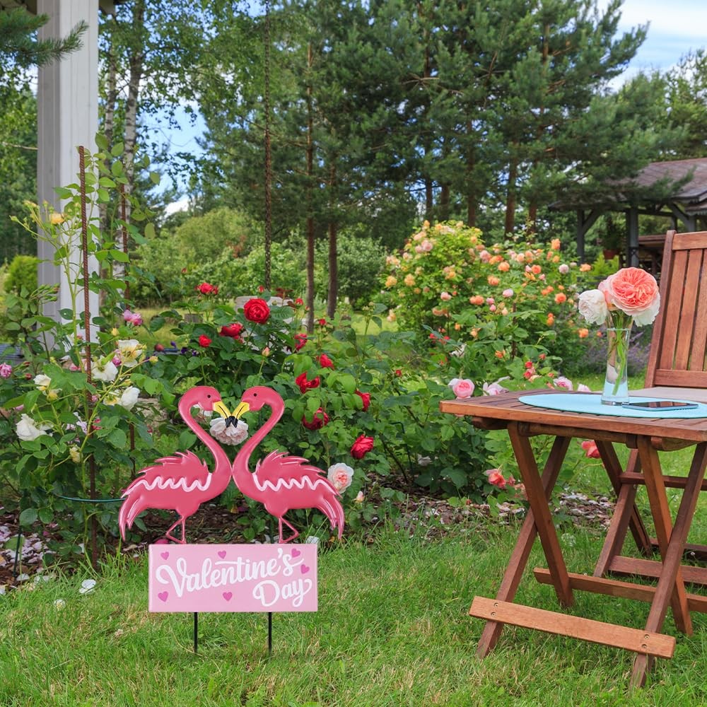 Valentines Day Decorations Outdoor, Metal Flamingos Decorative Garden Stakes …