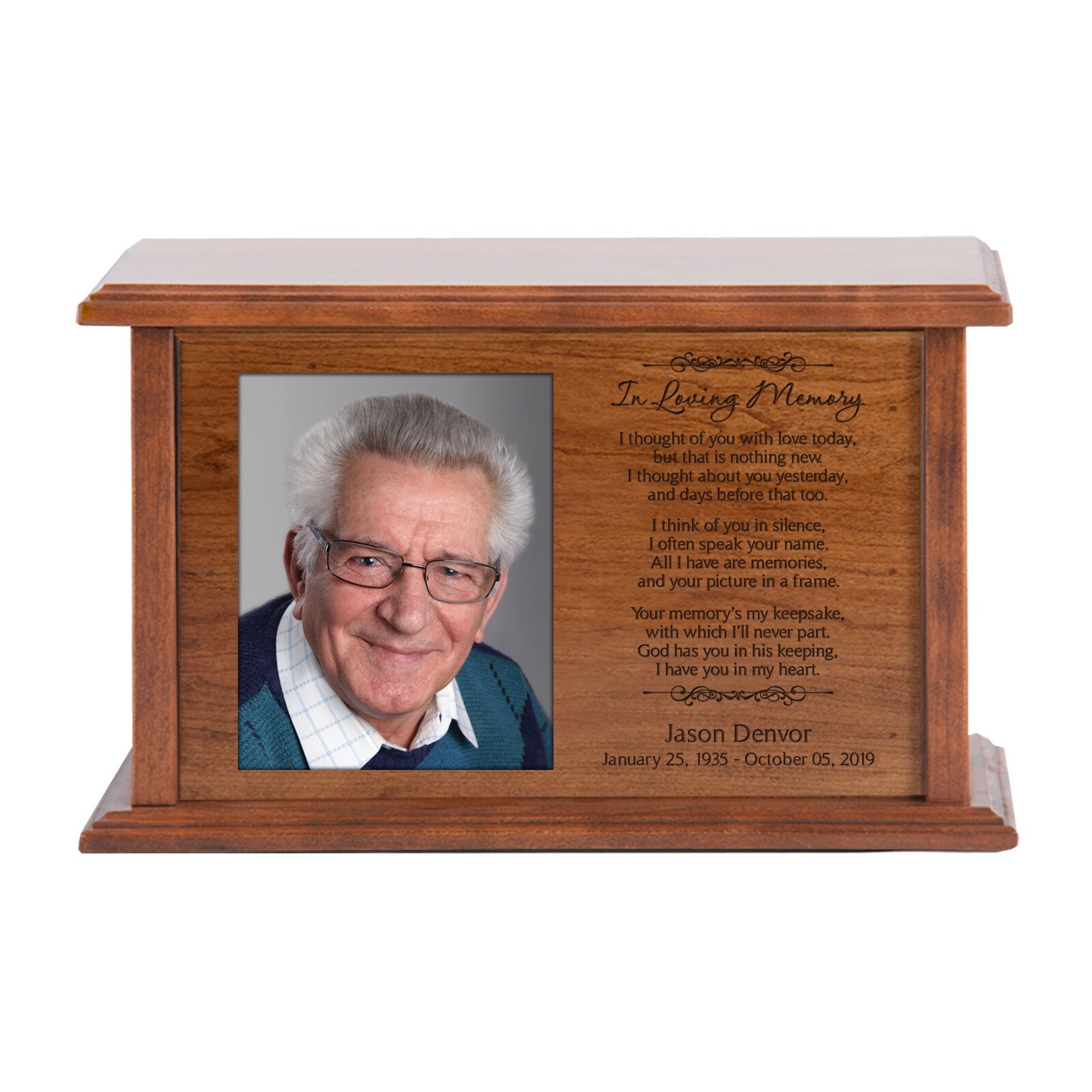 Custom Wooden Cremation Urn Box for Human Ashes 10.5×7.75in – In Loving Memory