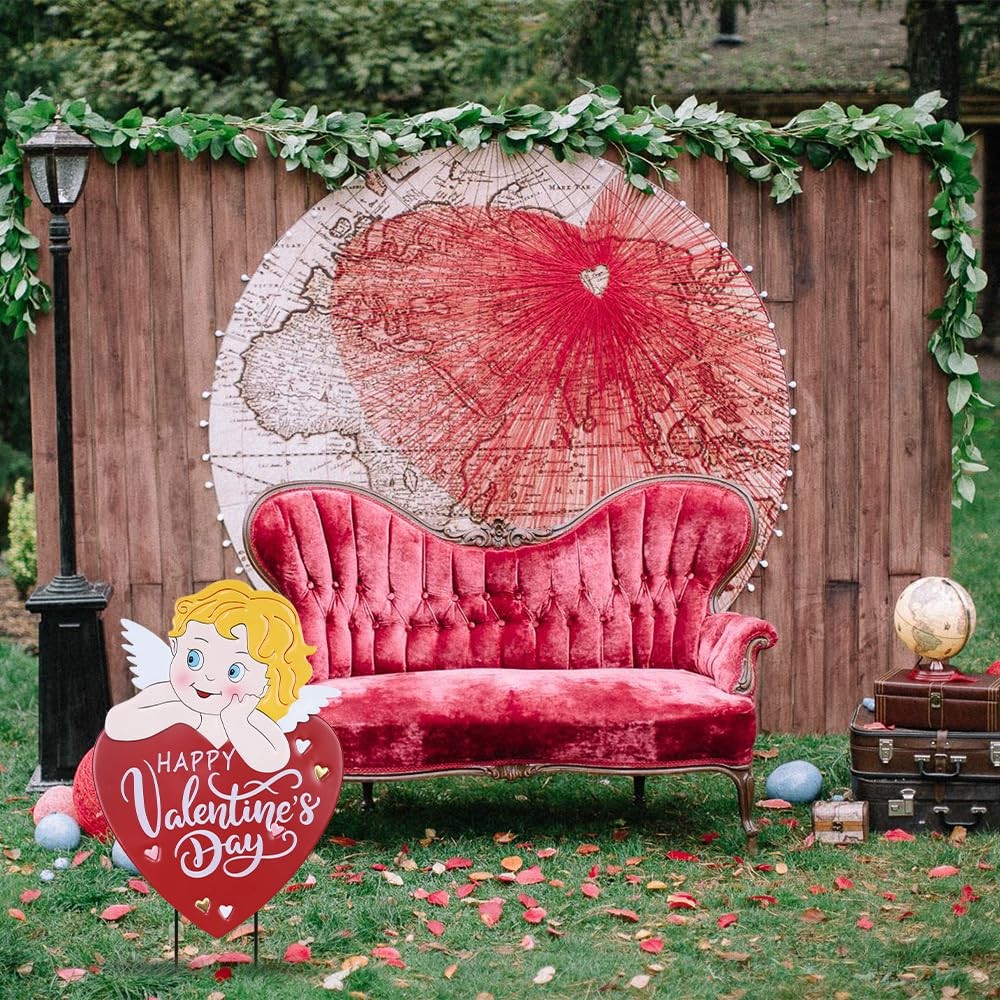 Valentines Day Decorations Outdoor, 26″ Metal Cupid Decorative Garden Stakes …
