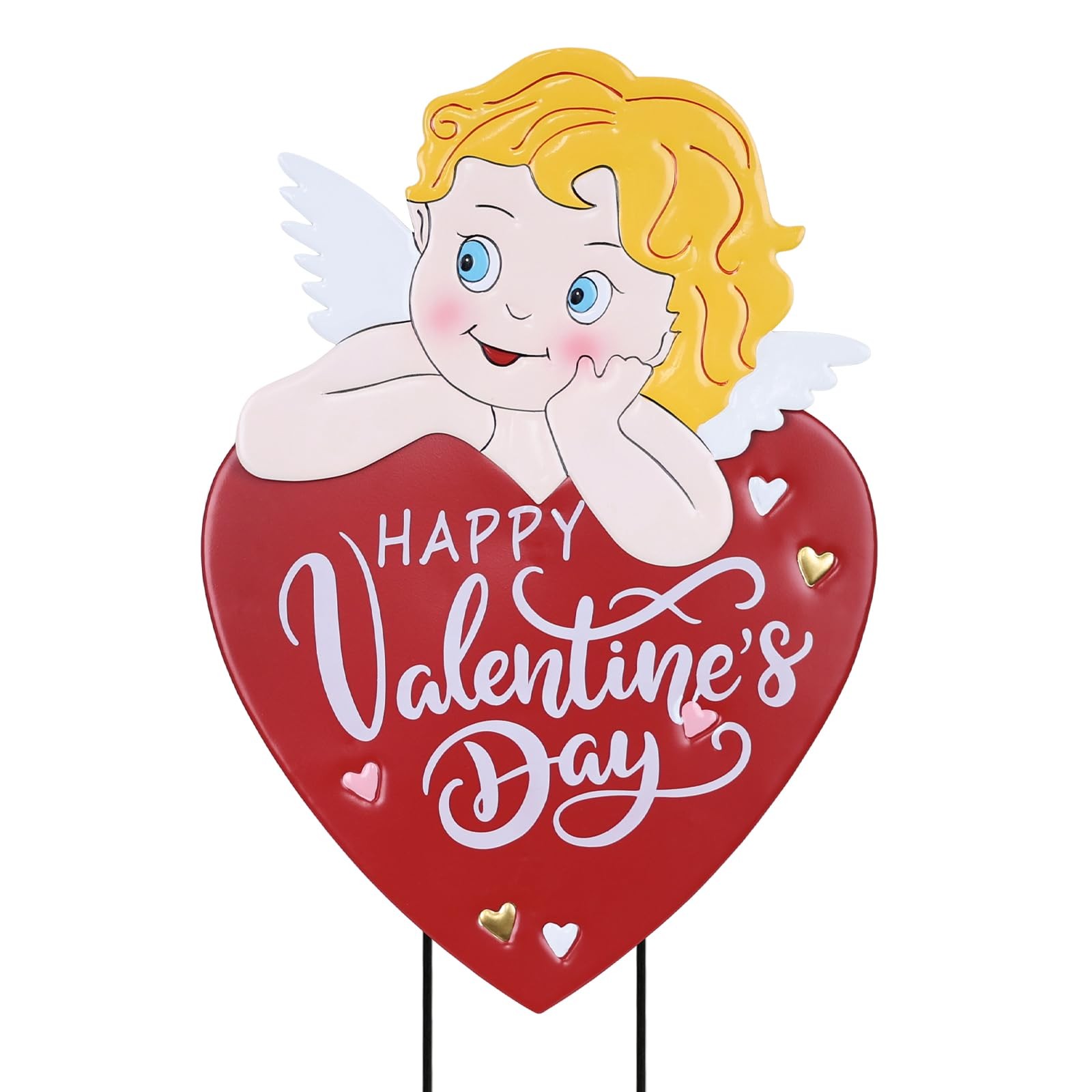 Valentines Day Decorations Outdoor, 26″ Metal Cupid Decorative Garden Stakes …