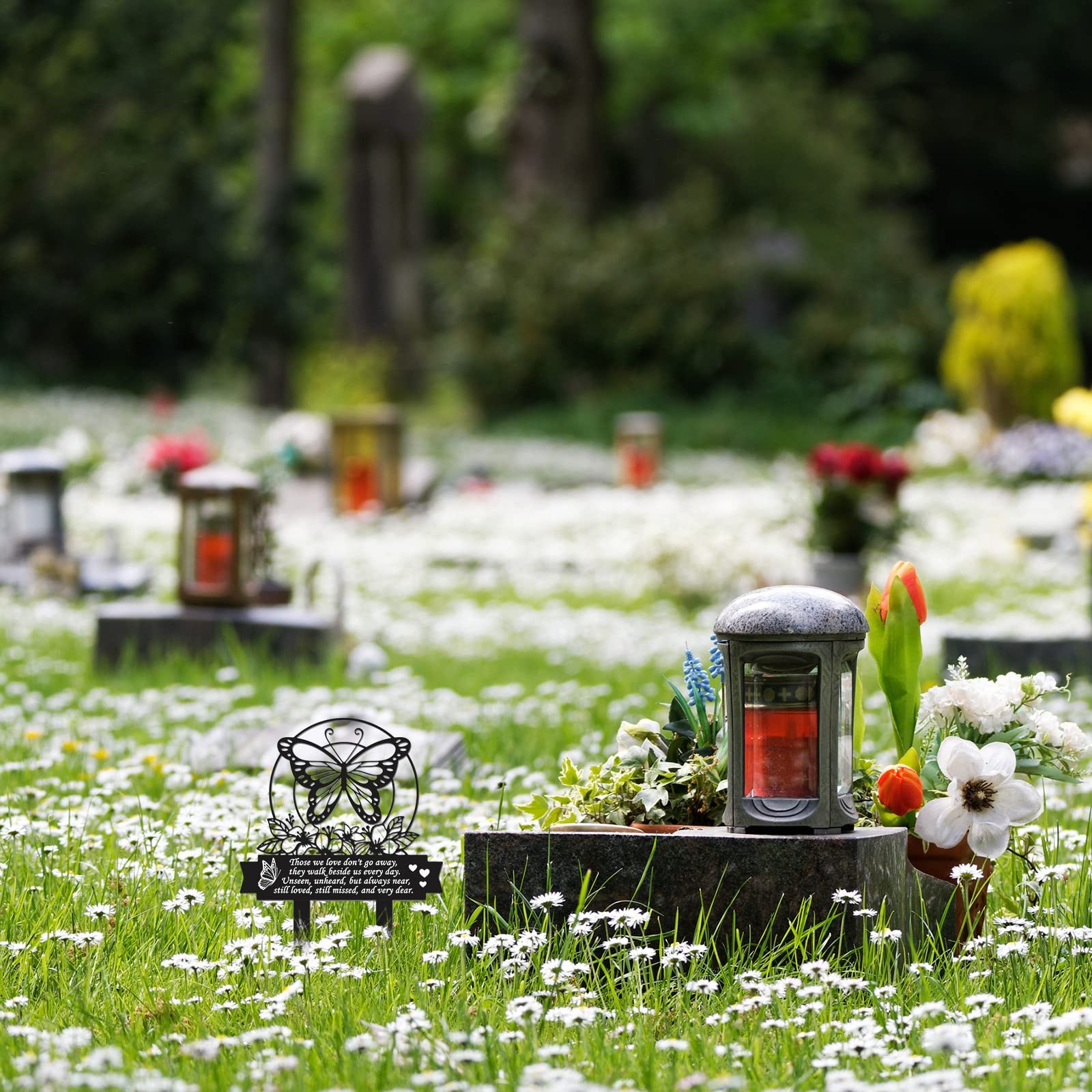Geelin Butterfly Memorial Stake Decorations for Dad Cemetery Black
