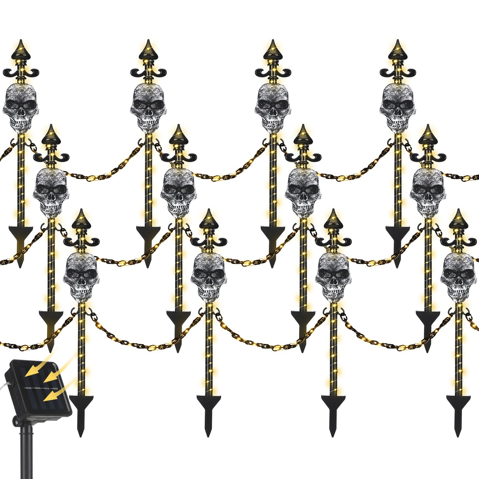 13 Set of Halloween Garden Fence with Solar Light Graveyard Decor Light up Ha…