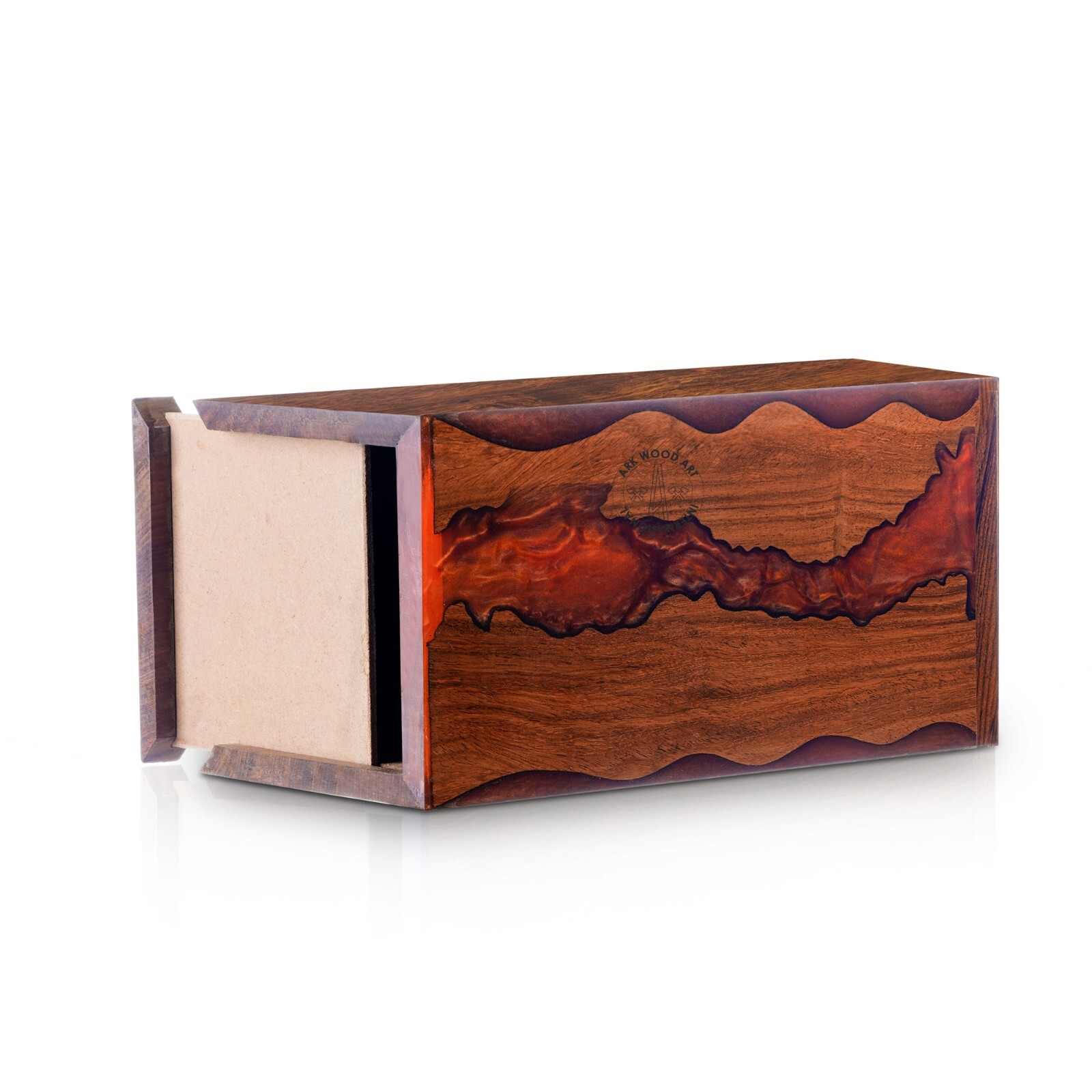 Cremation Urns for Human Ashes | Red Shadow Resin Epoxy and Wood Urns for Ashes